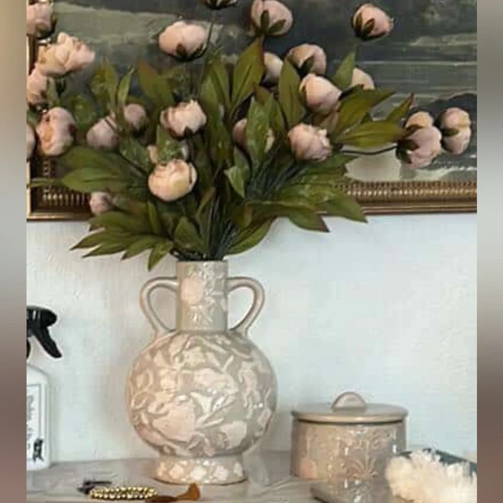 Floral Ceramic Vase Beige - Threshold designed with Studio McGee